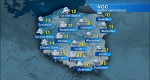 Погода на завтра – понеділок 11.07. Більша частина території Польщі перебувала під впливом великої низини Прогноз погоди на ніч