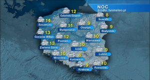 Погода на завтра – понеділок, 18.07. Ніч ясна, вдень дощі. Температура до 26 градусів Нічна погода 17 / 18.07