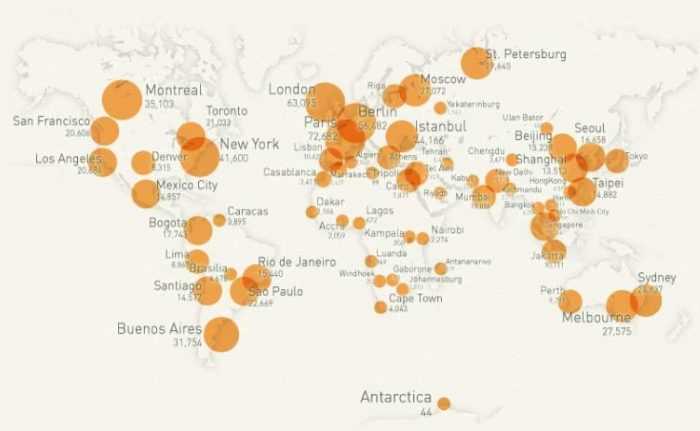 Карта світу з Couchsurfing