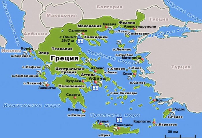 Карта Греції
