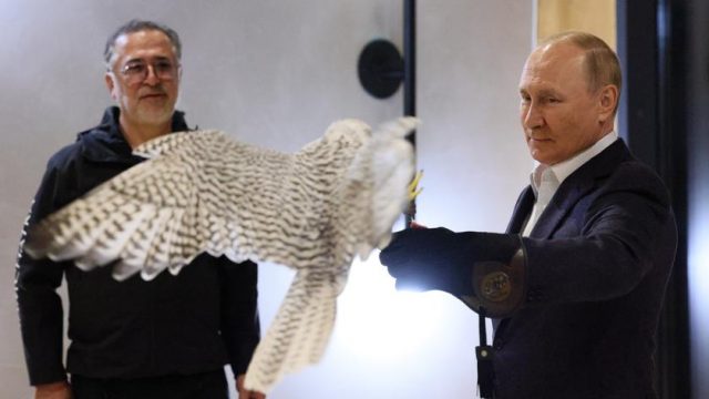 Володимир Путін позує з соколом на Камчатському економічному форумі