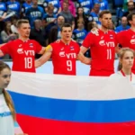 Російська збірна з волейболу тримає прапор після рішення FIVB