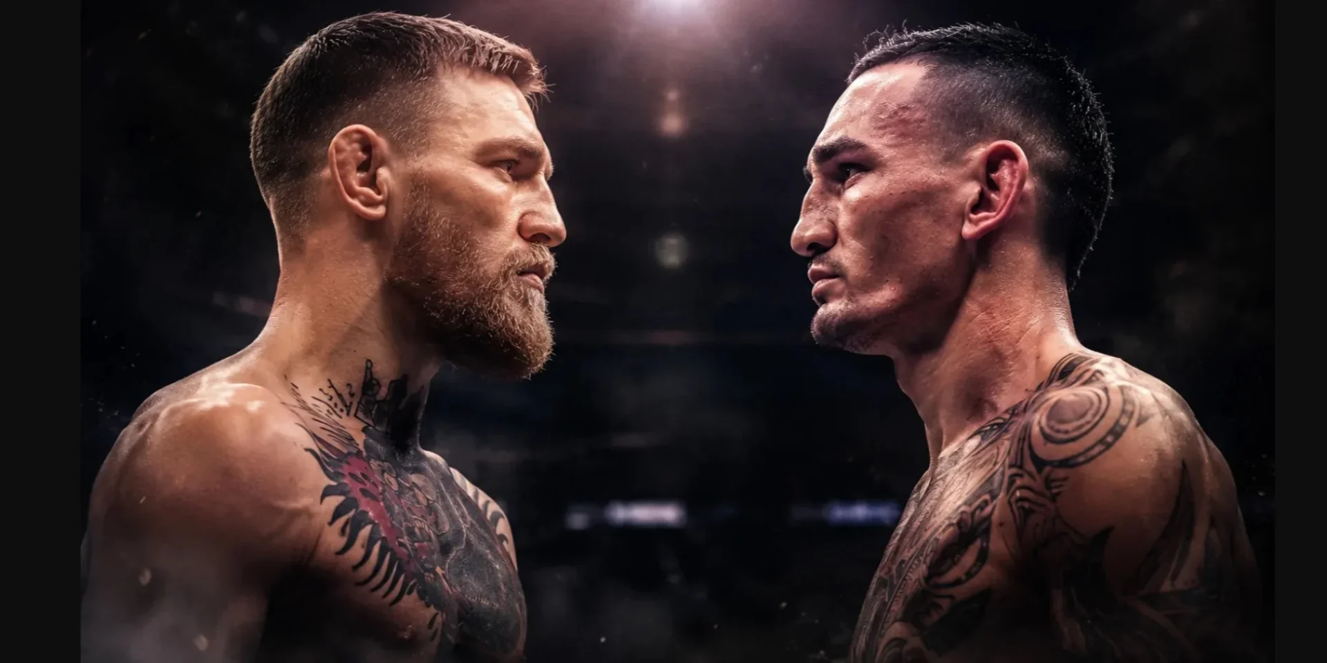 Конор МакГрегор і Макс Голловей у протистоянні перед боєм UFC 329