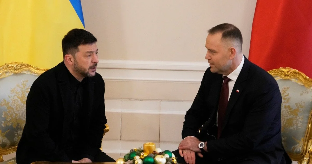 Кароль Навроцкий и Владимир Зеленский во время встречи на саммите НАТО